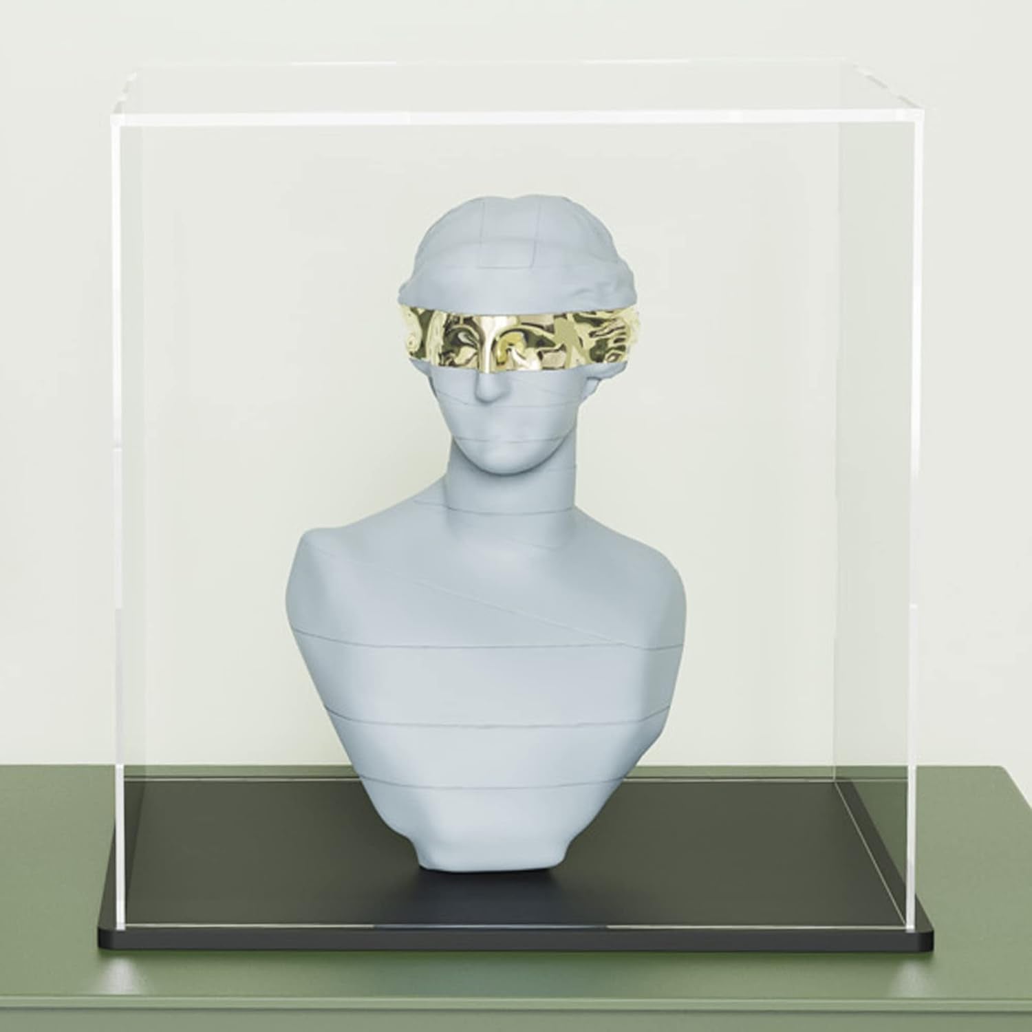 Acrylic Display Case, 8X8X8 Inch Cube, Clear Acrylic Box with Matte Black Base and Lid for Collectibles and Figures